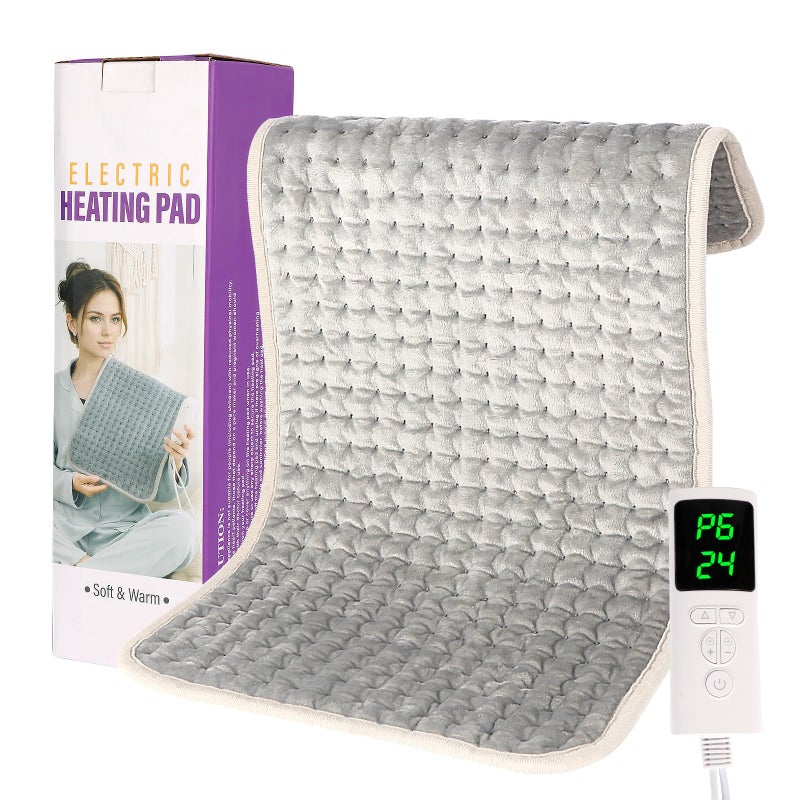 iulrtba Electric Heat Pad for Back Neck Shoulder Belly, 17'' x 33''Heated Pad with 9 Heat Levels and 4 Timer Setting, Electric Heating Pad Fast Heating & Machine Washable-43x84cm
